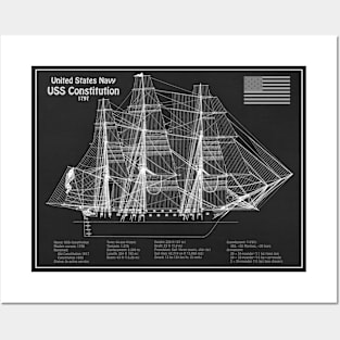 USS Constitution frigate blueprint plan - PD Posters and Art